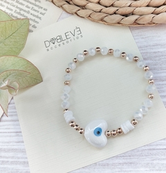 Pulsera amuleto OJO BLANCO CORAZÓN - Riqueza y equilibrio