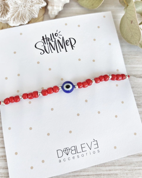 Tobillera OJO PROTECTOR con terminaciones plateadas - 4 colores - comprar online