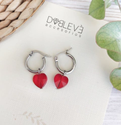 Aros de acero quirúrgico con corazones de cristal - tienda online