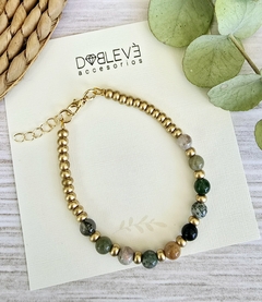 Pulsera con ágatas - Dorada - comprar online