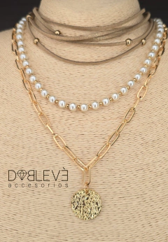 Set lazo corbatero, gargantilla y collar - Dorado - comprar online