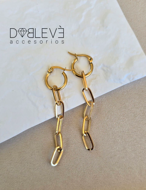 Aros de acero dorado con eslabones - comprar online