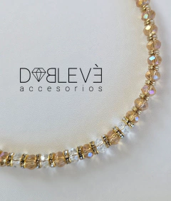 Gargantilla elegante de cristales - ámbar con terminaciones doradas en internet