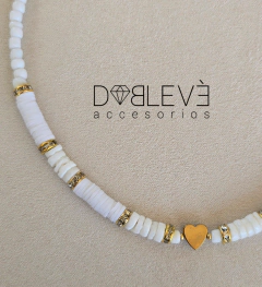 Gargantilla BLANCA CORAZÓN dorado en internet