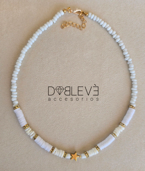 Gargantilla BLANCA ESTRELLA dorada - comprar online