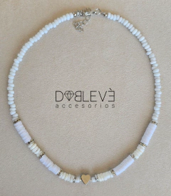 Gargantilla BLANCA CORAZÓN plateado - comprar online