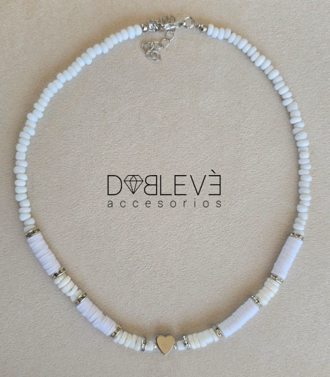 Gargantilla BLANCA CORAZÓN plateado - comprar online