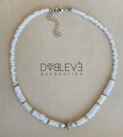 Gargantilla BLANCA ESTRELLA plateada - comprar online