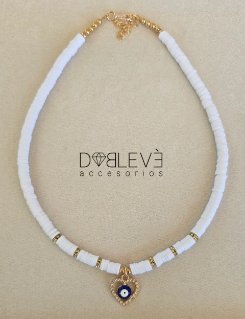 Gargantilla corazón con ojo protector dorado - comprar online