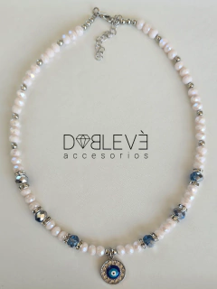 Gargantilla OJO PROTECTOR con strass plateado - comprar online