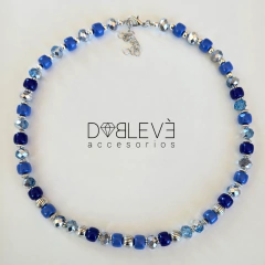 Gargantilla resina y cristales azul - comprar online