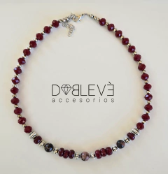 Gargantilla energética RODONITA y Ágata - Sanación del pasado, paz y autoestima - comprar online