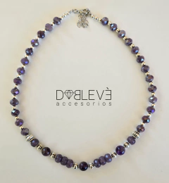 Gargantilla energética AMATISTA y Ágata - Paz, transmutación y sanación - comprar online