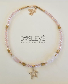 Gargantilla estrella con cuarzo rosa - comprar online