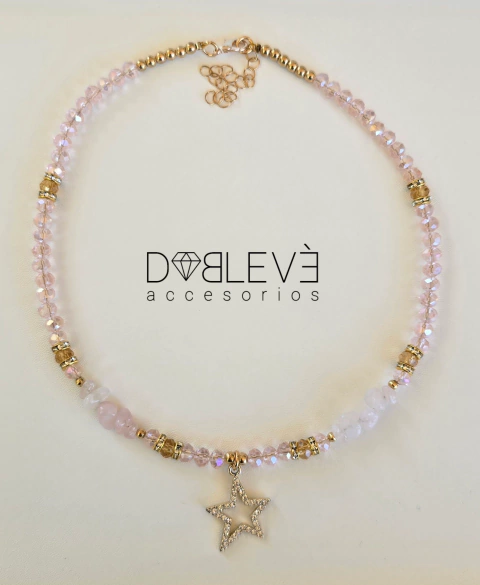 Gargantilla estrella con cuarzo rosa - comprar online