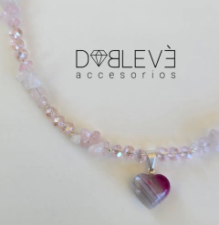 Gargantilla energética CUARZO ROSA Y ÁGATA FUCSIA en internet