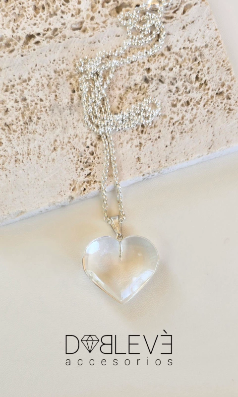 Collar CORAZÓN CUARZO CRISTAL - Sanación y protección - comprar online