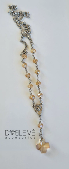 Collar denario con CRUZ DE CRISTAL Ámbar en internet