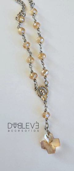 Collar denario con CRUZ DE CRISTAL Ámbar - comprar online