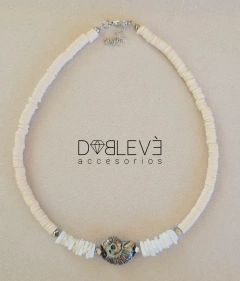 Gargantilla caracol de cerámica - terminaciones plateadas - comprar online