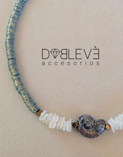 Gargantilla caracol de cerámica - terminaciones doradas - Doblevé Accesorios