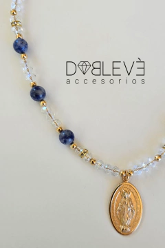 Collar MEDALLA MILAGROSA y sodalita - Doblevé Accesorios