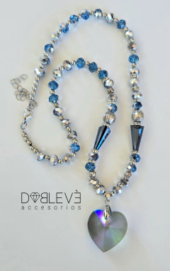 Collar CRISTALES CORAZÓN TORNASOL AZULADO - comprar online