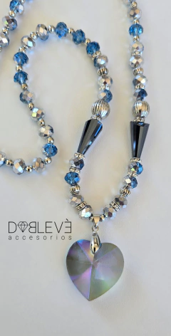 Collar CRISTALES CORAZÓN TORNASOL AZULADO en internet