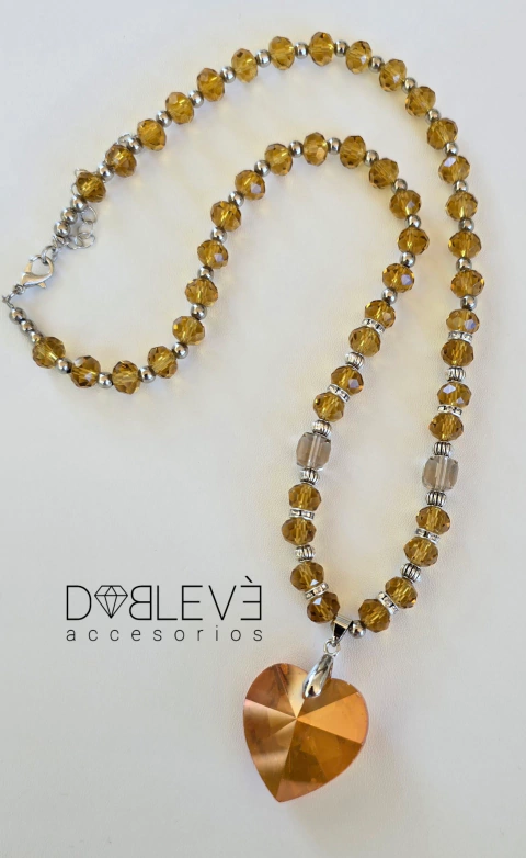 Collar CRISTALES CORAZÓN ÁMBAR - comprar online