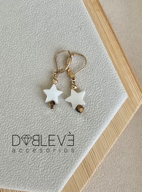 Aros estrellas de nácar dorados - comprar online