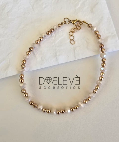 Tobillera dorada con cristales