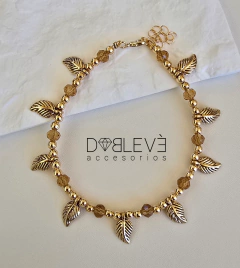 Tobillera hojitas y cristales - comprar online