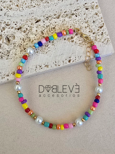 Tobillera mostacillas y perlas - comprar online