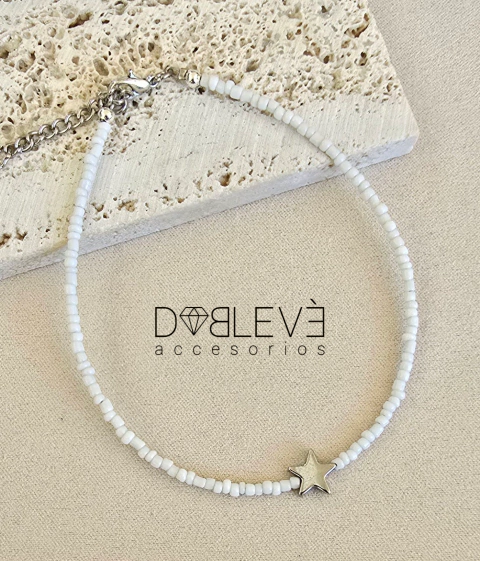 Tobillera micromostacillas y hematite - estrella plateada - comprar online