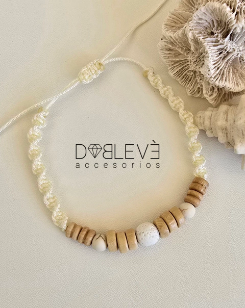 Tobillera tejida piedra volcánica y piedra reconstituída - comprar online