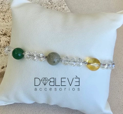 Pulsera energética Felicidad, protección y vitalidad - Citrino, labradorita blanca y cuarzo verde - comprar online