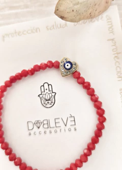 Pulsera amuleto corazón de strass con OJO protector en internet