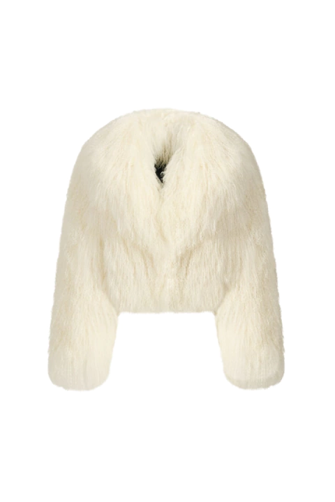 Casaco Cropped em Lã da Mongólia