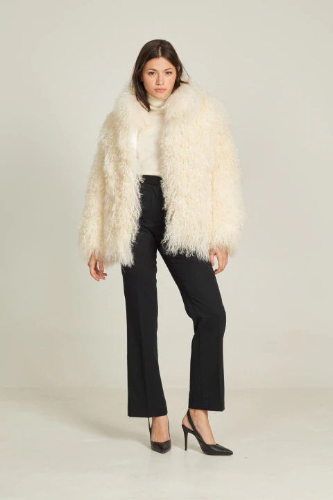 Casaco Maxi em Lã da Mongólia Off White - comprar online