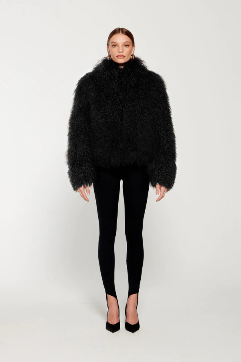 Casaco Maxi em Lã da Mongólia Preto