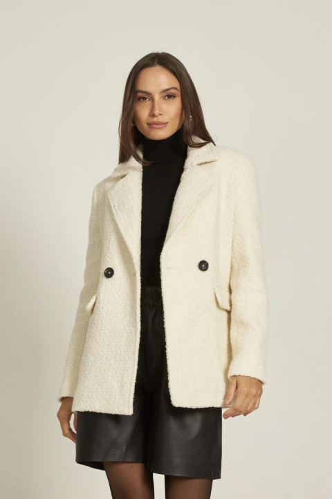 Blazer em Tweed Off White