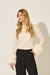 Blusa Cashmere com Punhos em Pele Branco - Pronta Entrega - Alba