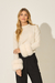 Blusa Cashmere com Punhos em Pele Branco - Pronta Entrega - comprar online