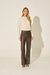 Calça Wide Leg em Couro Café - Pronta Entrega