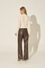 Calça Wide Leg em Couro Café - Pronta Entrega - Alba