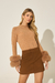 Blusa Cashmere com Punhos em Pele Caramelo na internet