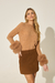 Blusa Cashmere com Punhos em Pele Caramelo - comprar online