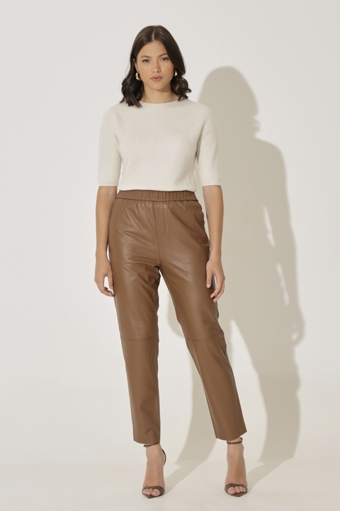 Calça Jogger em Couro Marrom - comprar online