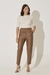 Calça Jogger em Couro Marrom - Alba