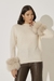 Blusa Cashmere com Punhos em Pele Bege - comprar online